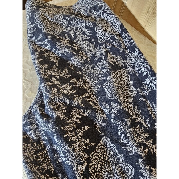 Lands End Starfish Straight Leg Pants Womens Size L Black White Floral Pull On - Picture 7 of 10